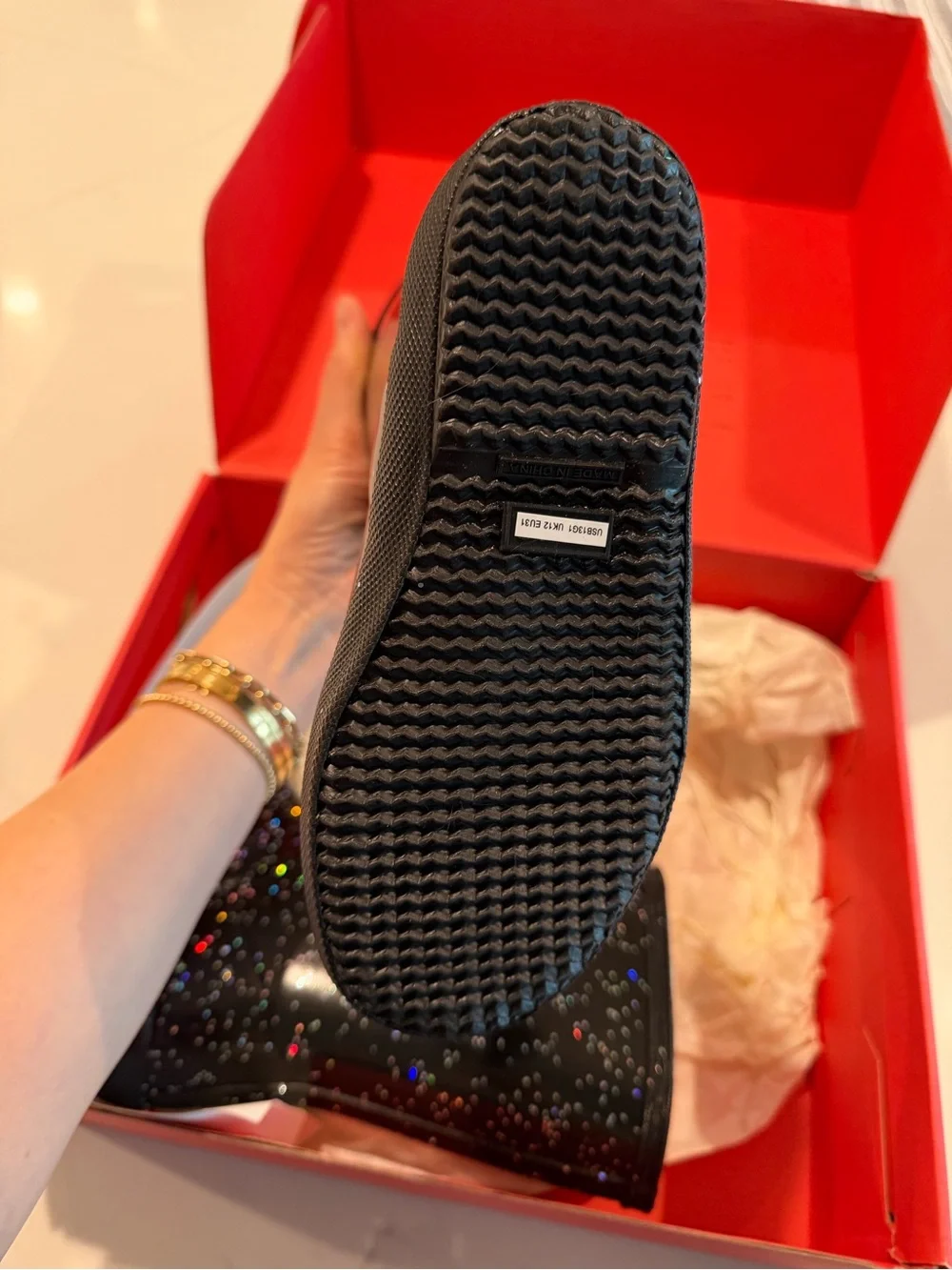 Hunter Little Kid Glitter Black Rain Boots NIB size 13